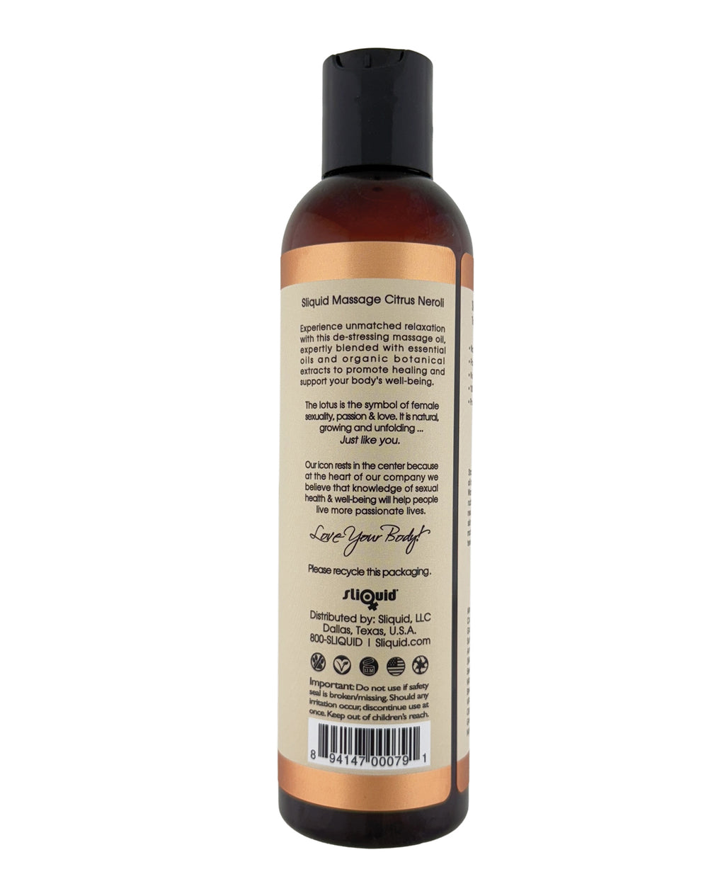 Sliquid Balance Massage Oil - 8.5 oz Citrus Neroli