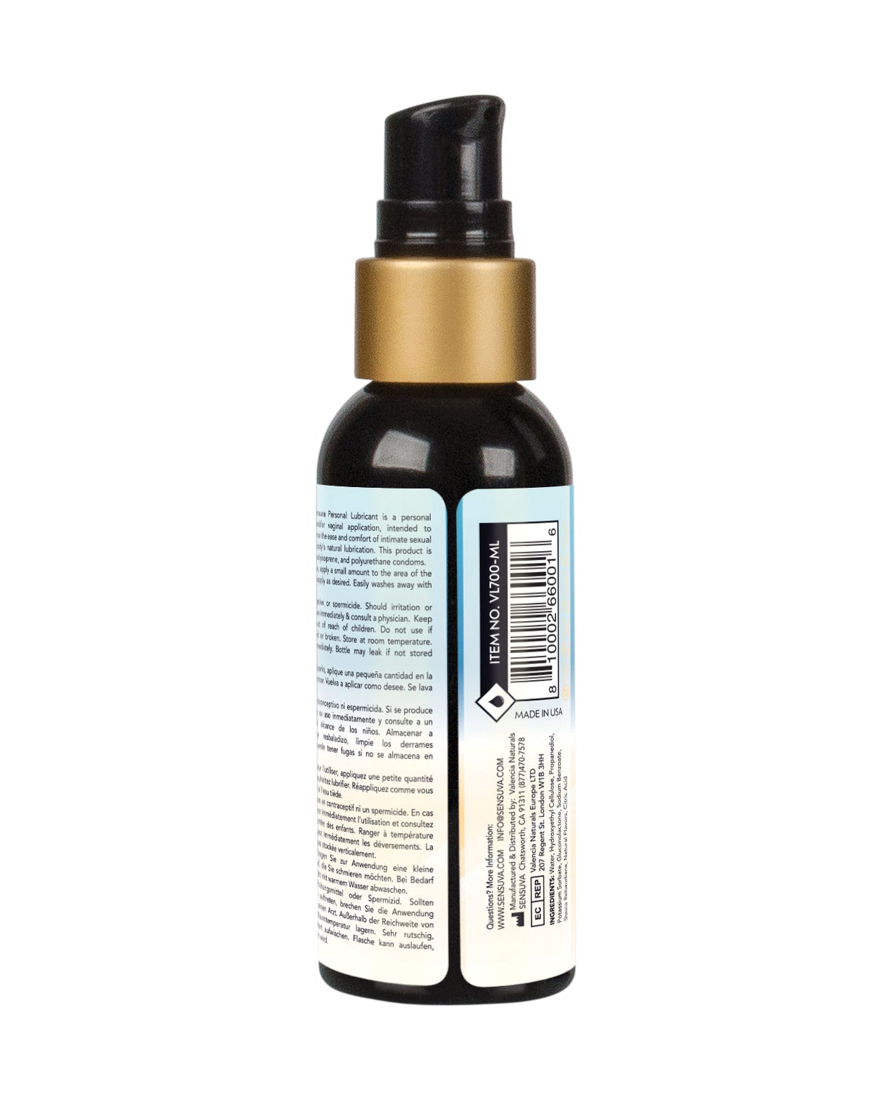 Sensuva Natural Water Based Personal Lubricant - 2 oz Unscented