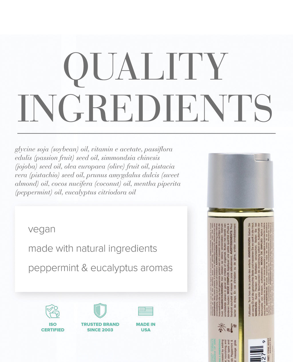 JO Naturals Massage Oil - Peppermint & Eucalyptus 4 oz Bottle