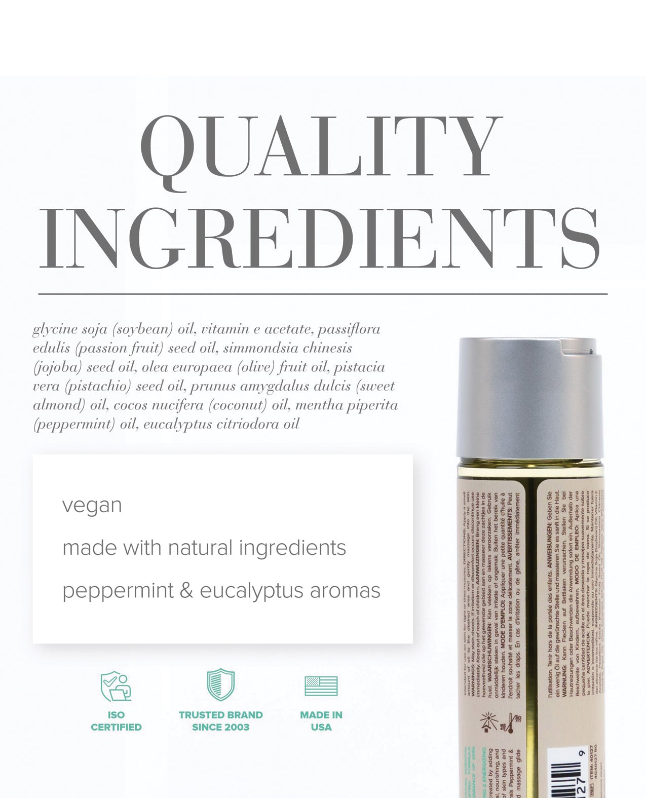 JO Naturals Massage Oil - Peppermint & Eucalyptus 4 oz Bottle