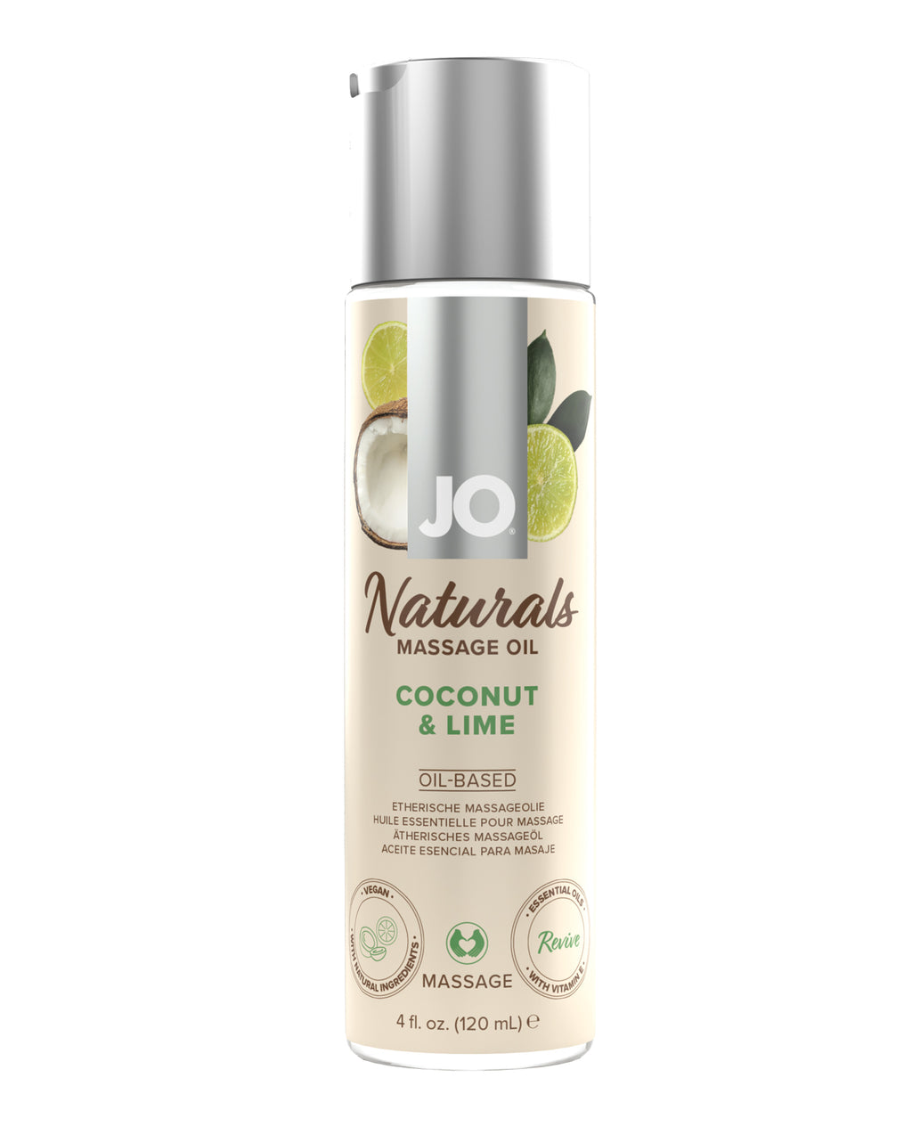 JO Naturals Massage Oil - Coconut & Lime 4 oz Bottle