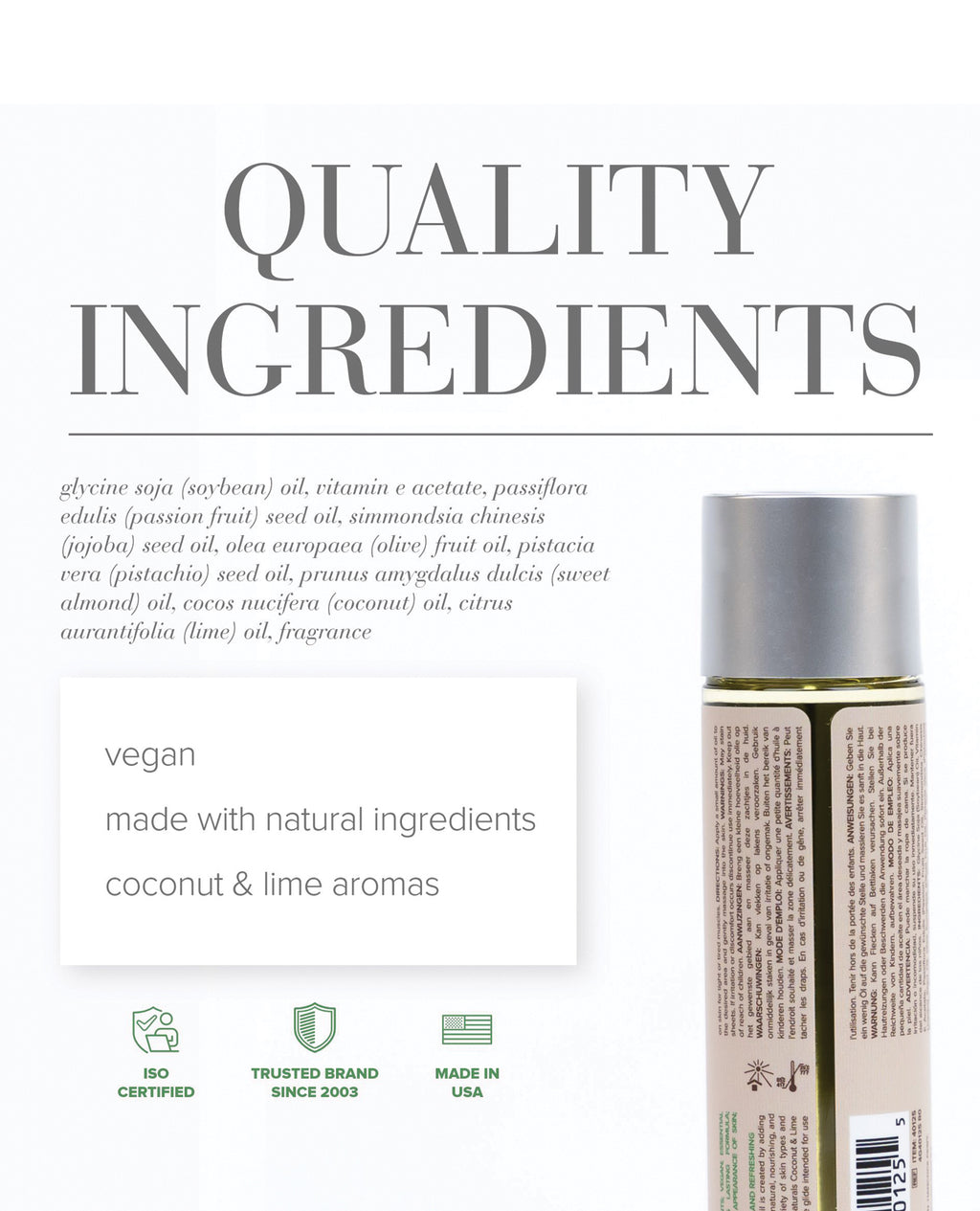 JO Naturals Massage Oil - Coconut & Lime 4 oz Bottle