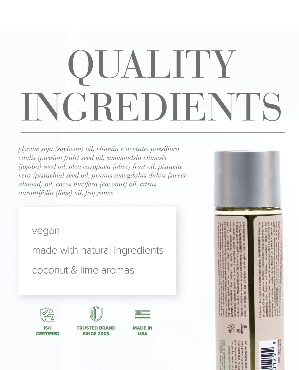 JO Naturals Massage Oil - Coconut & Lime 4 oz Bottle