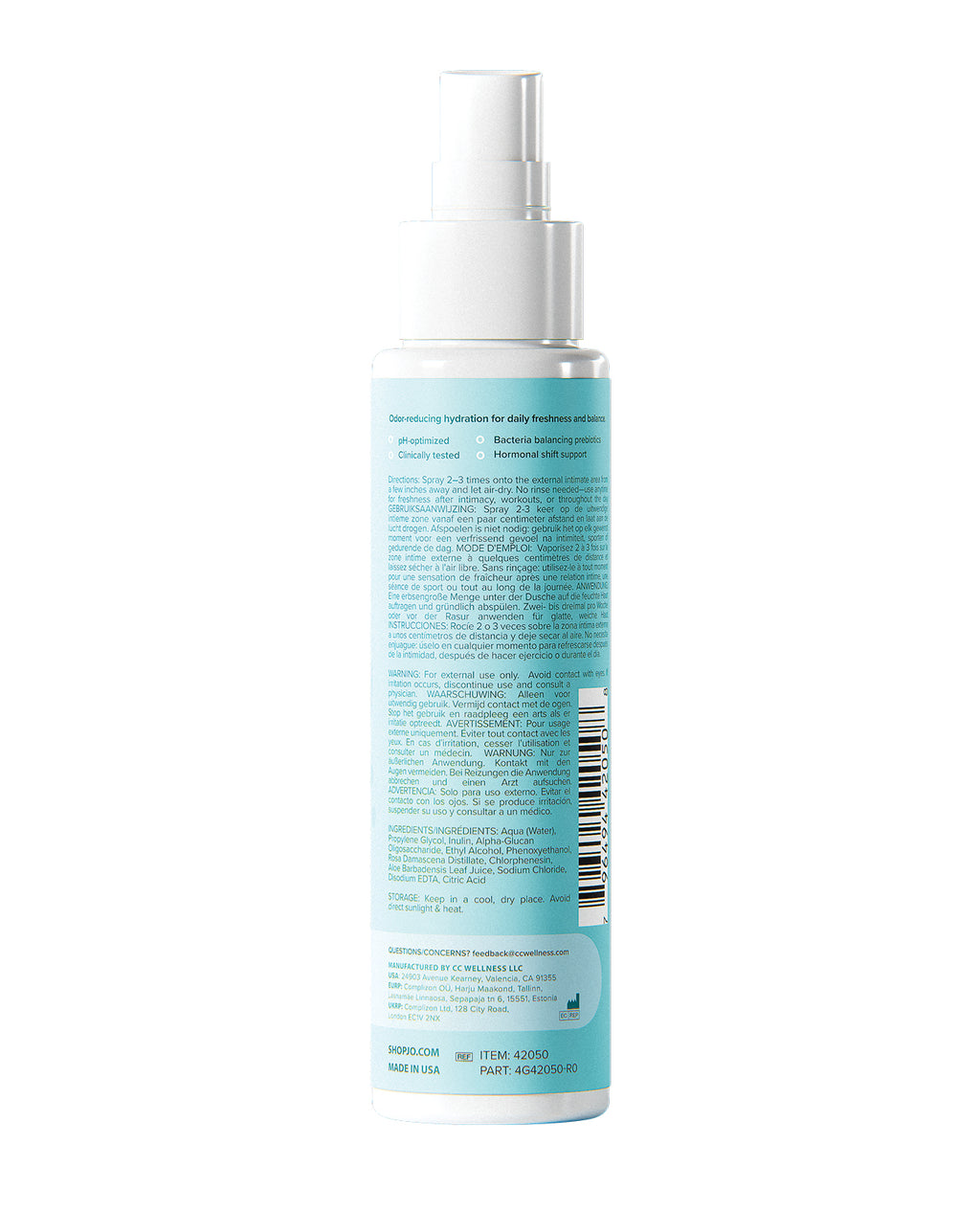 JO Vitalize Balance Refreshing Intimate Mist - Rose Scented - 2 oz Bottle