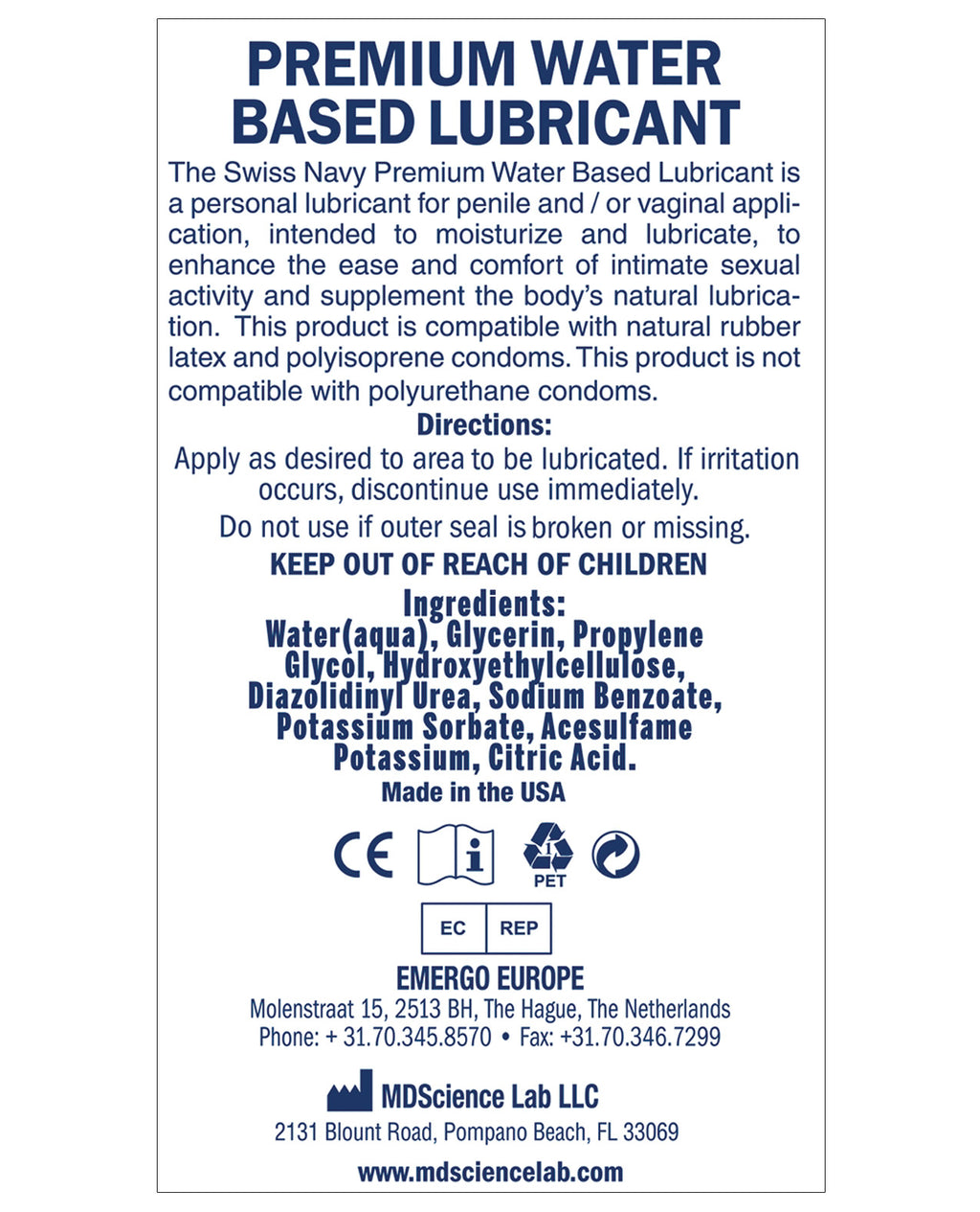 Swiss Navy Water Based Lube - 8 oz