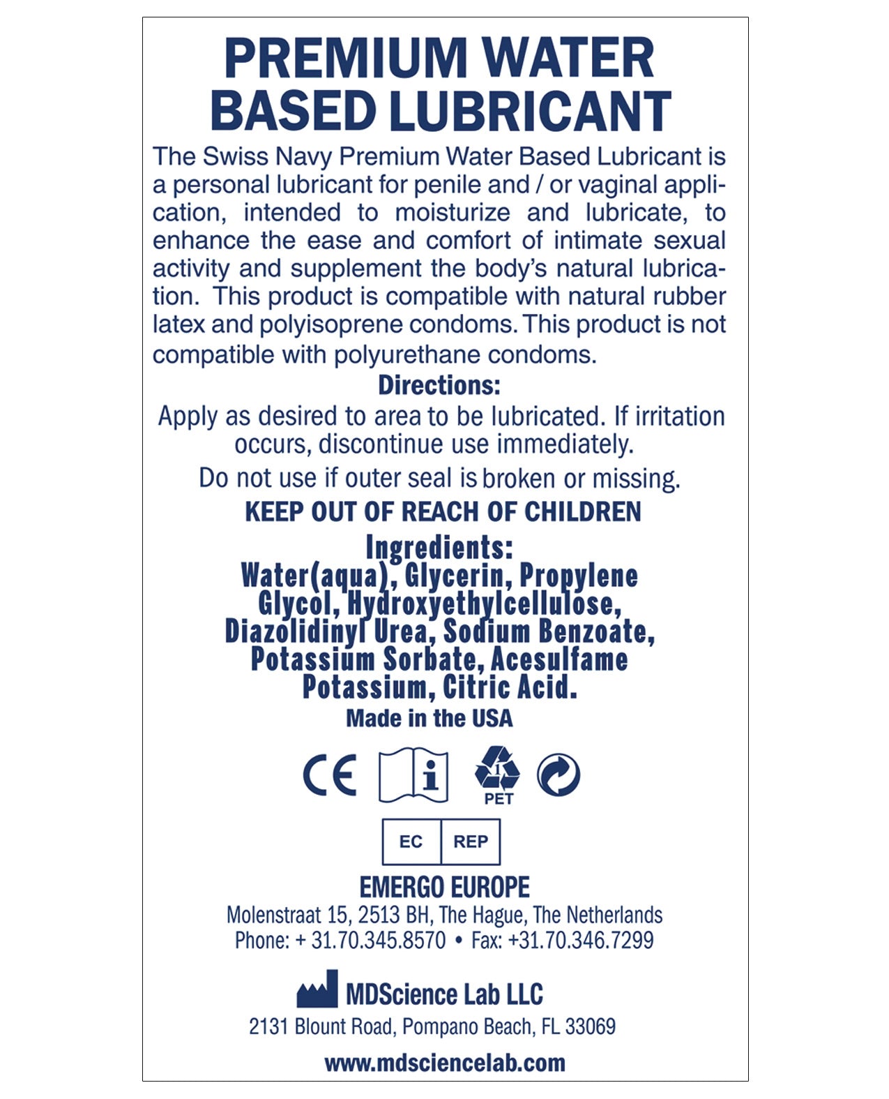 Swiss Navy Water Based Lube - 2 oz