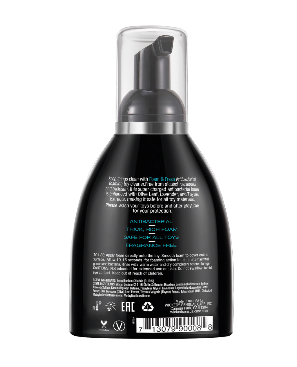 Wicked Sensual Care Foam N Fresh Anti-Bacterial Foaming Toy Cleaner - 8 oz