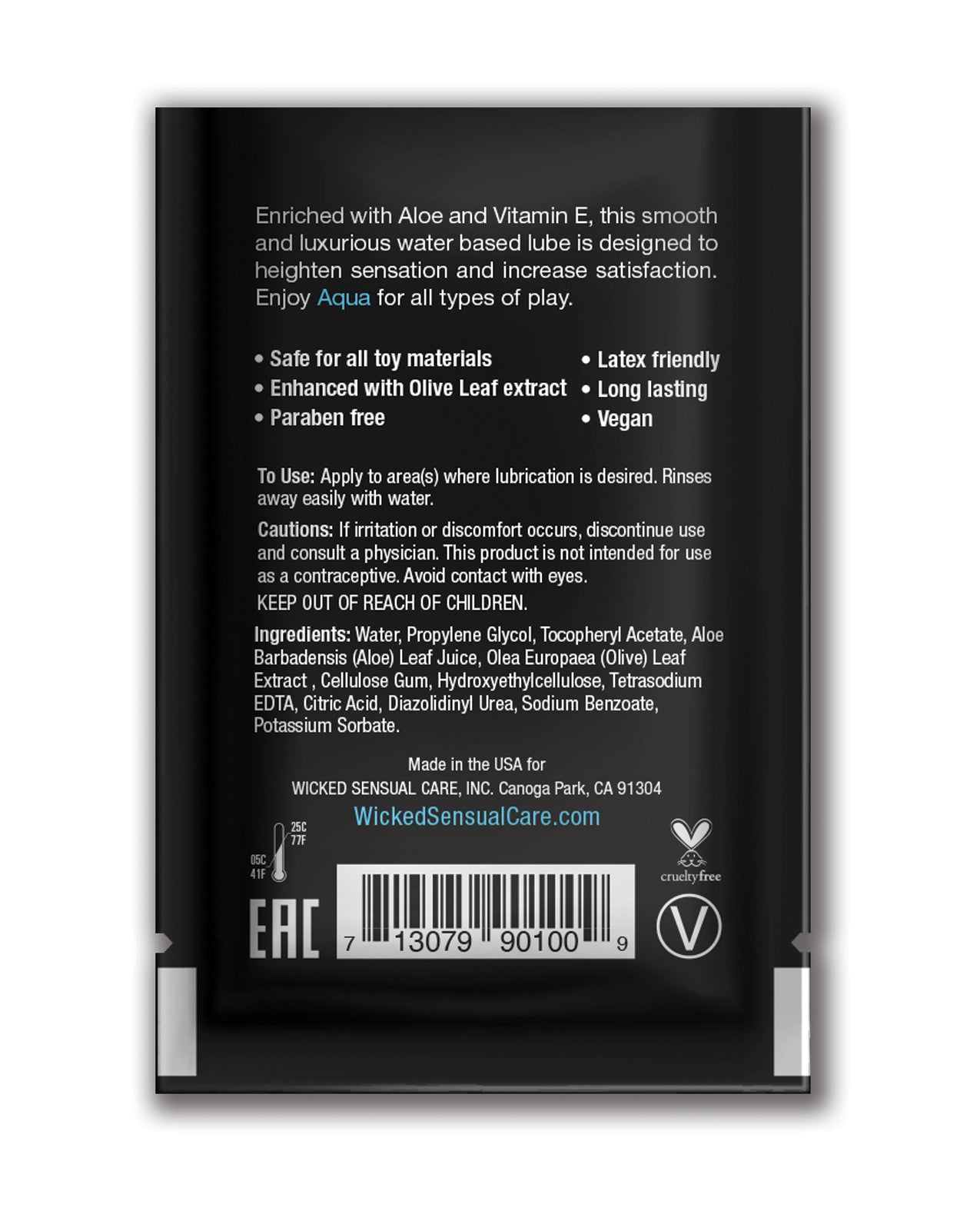 Wicked Sensual Care Aqua Waterbased Lubricant - .1 oz Fragrance Free