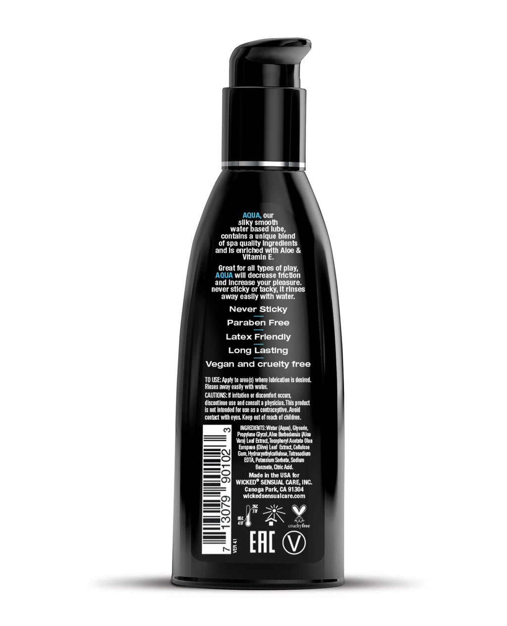 Wicked Sensual Care Aqua Waterbased Lubricant - 2 oz Fragrance Free