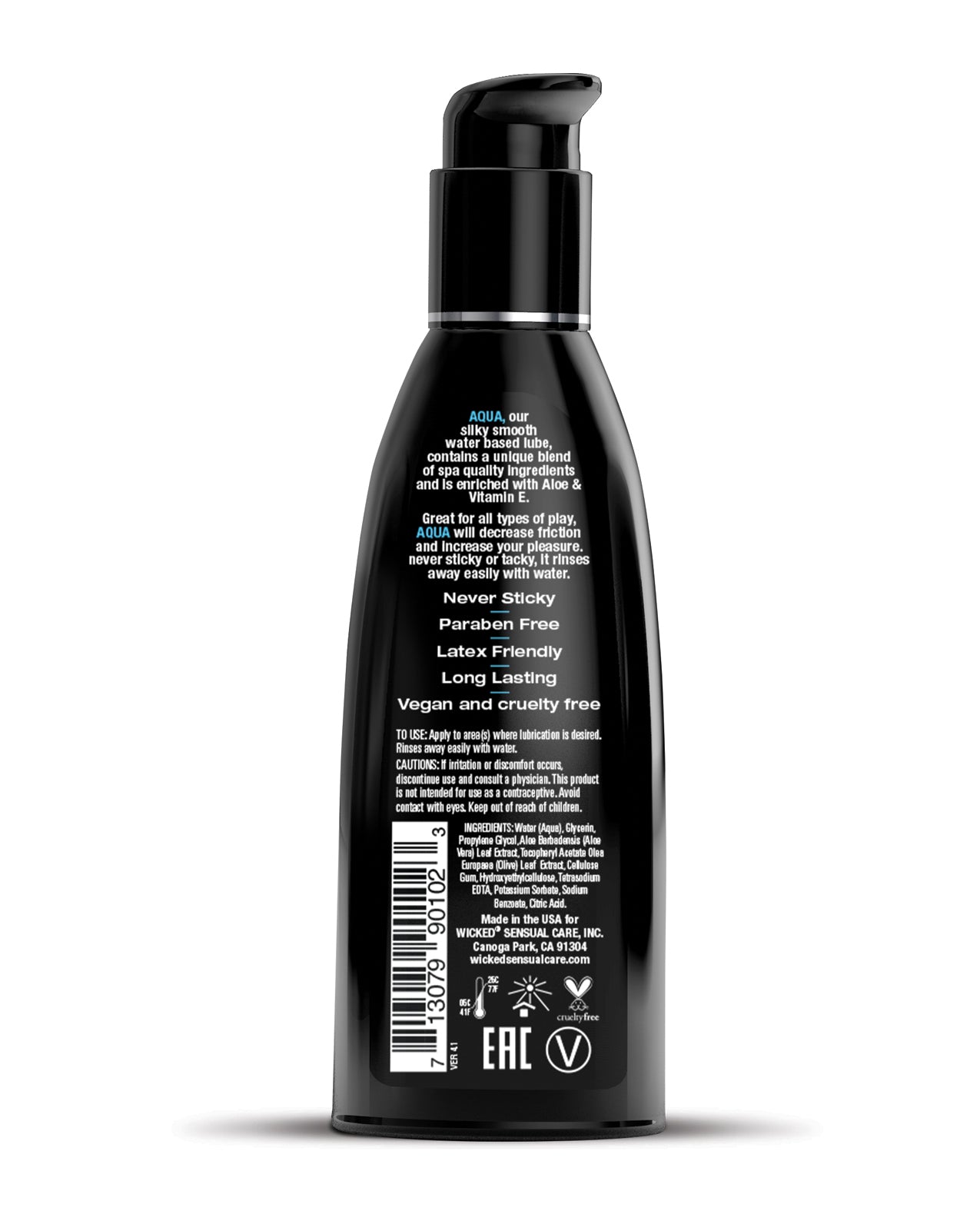 Wicked Sensual Care Aqua Waterbased Lubricant - 2 oz Fragrance Free
