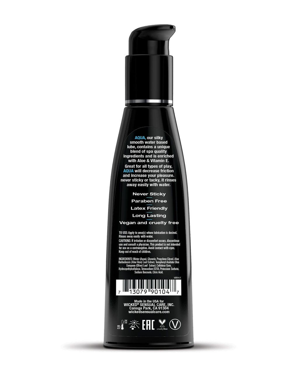 Wicked Sensual Care Aqua Waterbased Lubricant - 4 oz Fragrance Free