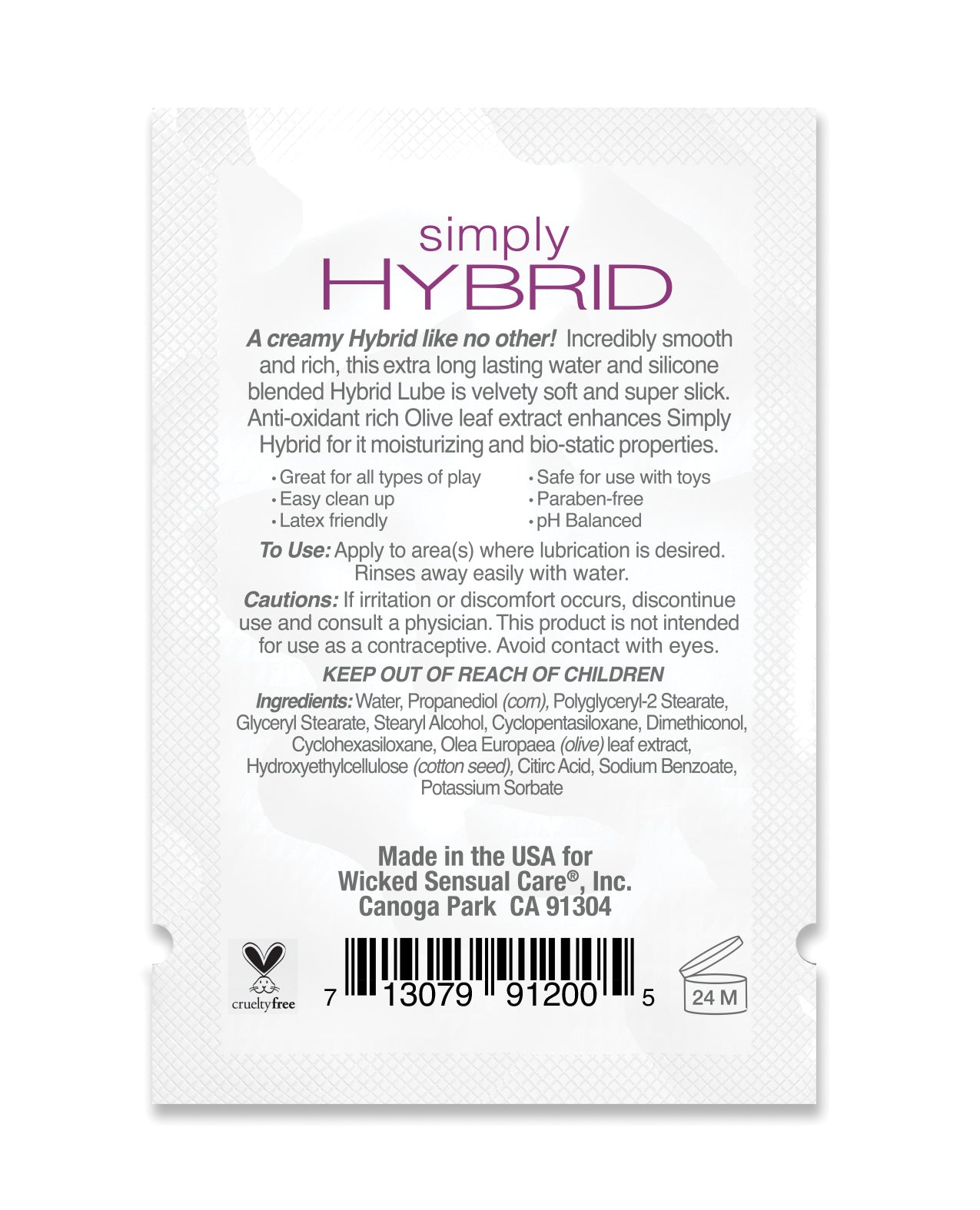 Wicked Sensual Care Simply Hybrid Lubricant - .1 oz