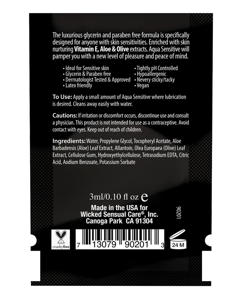 Wicked Sensual Care Hypoallergenic Aqua Sensitive Water Based Lubricant - .1 oz