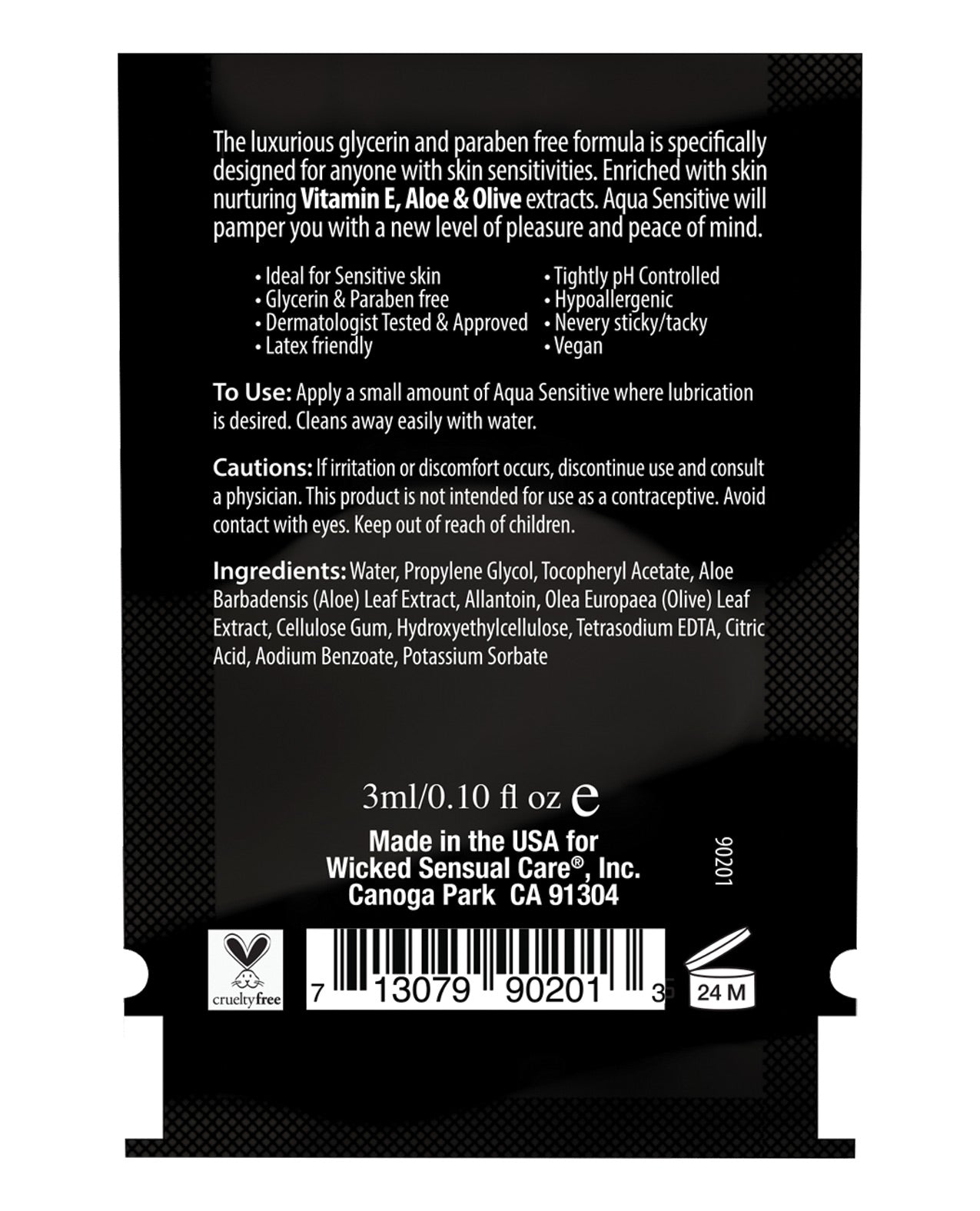 Wicked Sensual Care Hypoallergenic Aqua Sensitive Water Based Lubricant - .1 oz