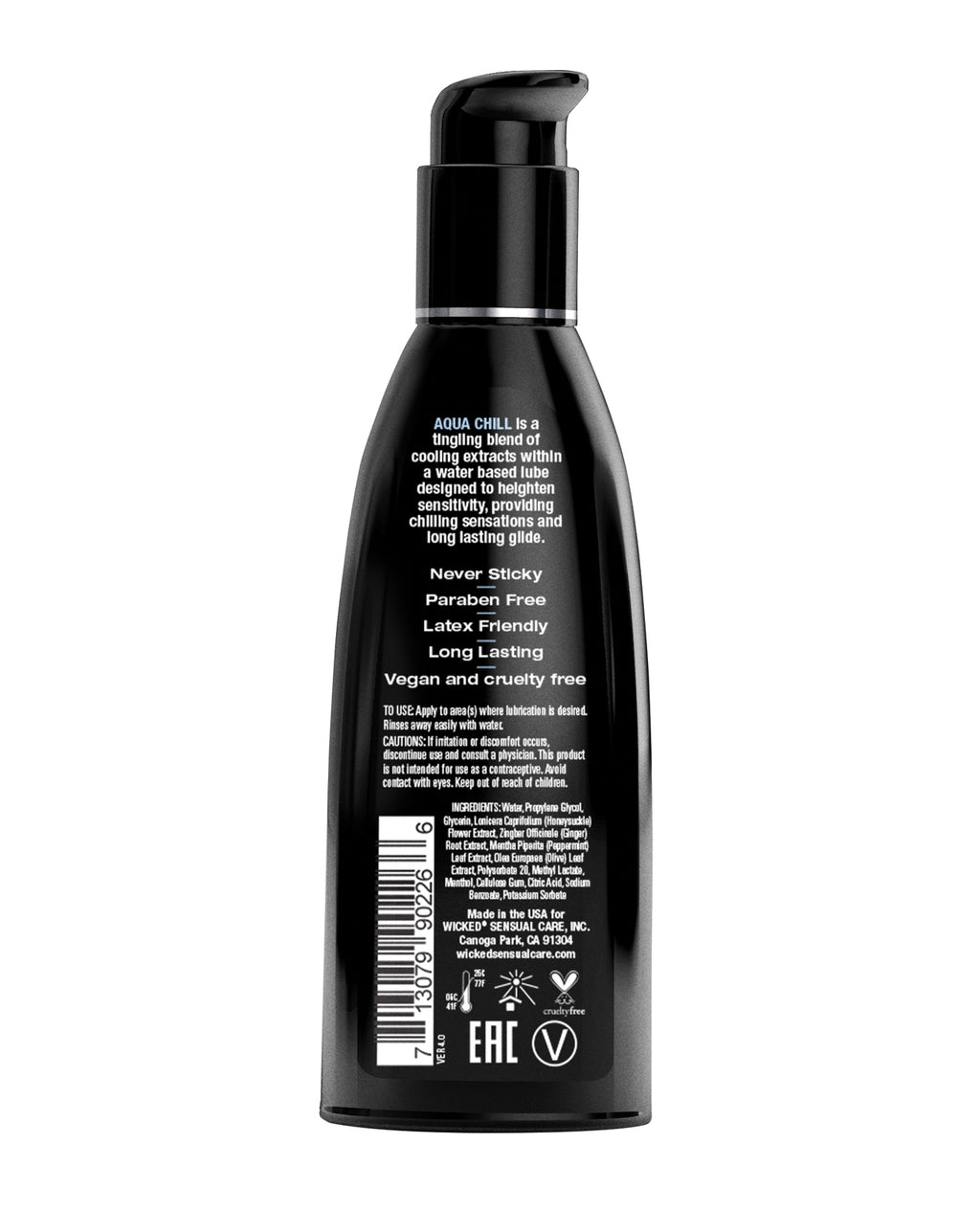 Wicked Sensual Care Aqua Chill Water Based Cooling Lubricant - 2 oz