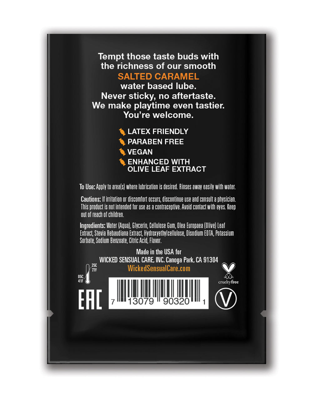 Wicked Sensual Care Aqua Waterbased Lubricant - .1 oz Salted Caramel