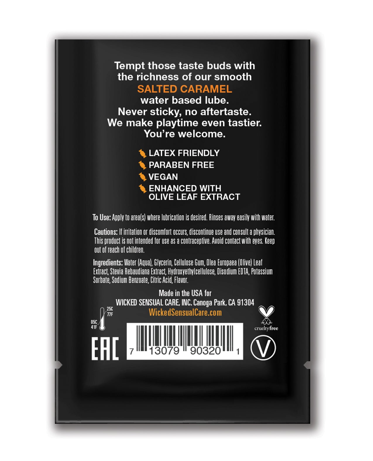 Wicked Sensual Care Aqua Waterbased Lubricant - .1 oz Salted Caramel