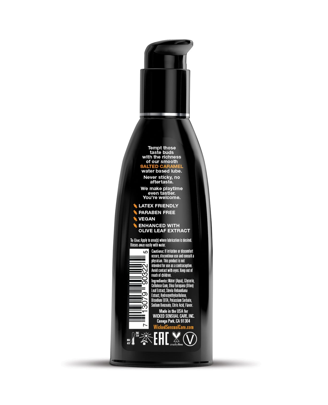 Wicked Sensual Care Aqua Waterbased Lubricant - 2 oz Salted Caramel