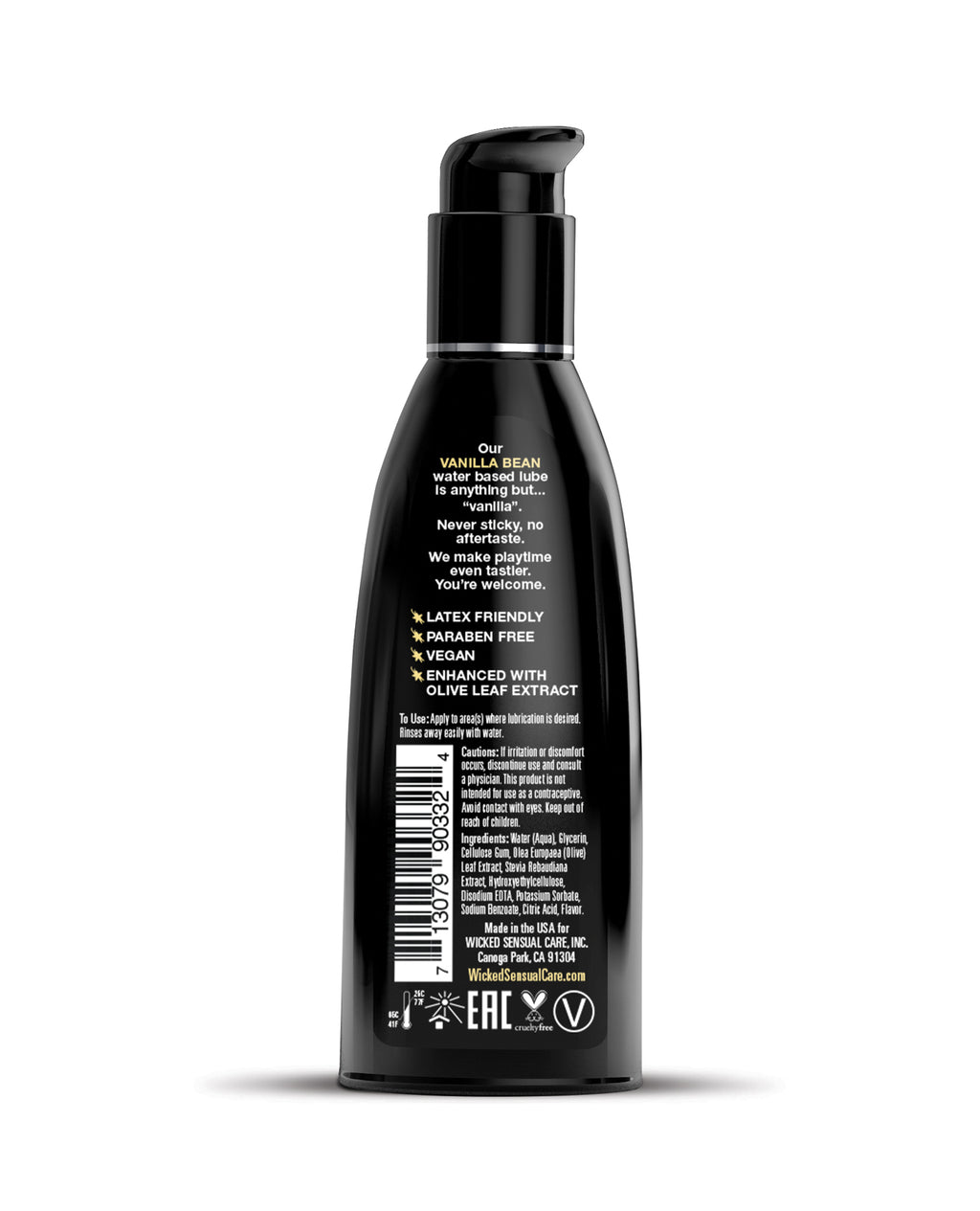 Wicked Sensual Care Aqua Waterbased Lubricant - 2 oz Vanilla Bean