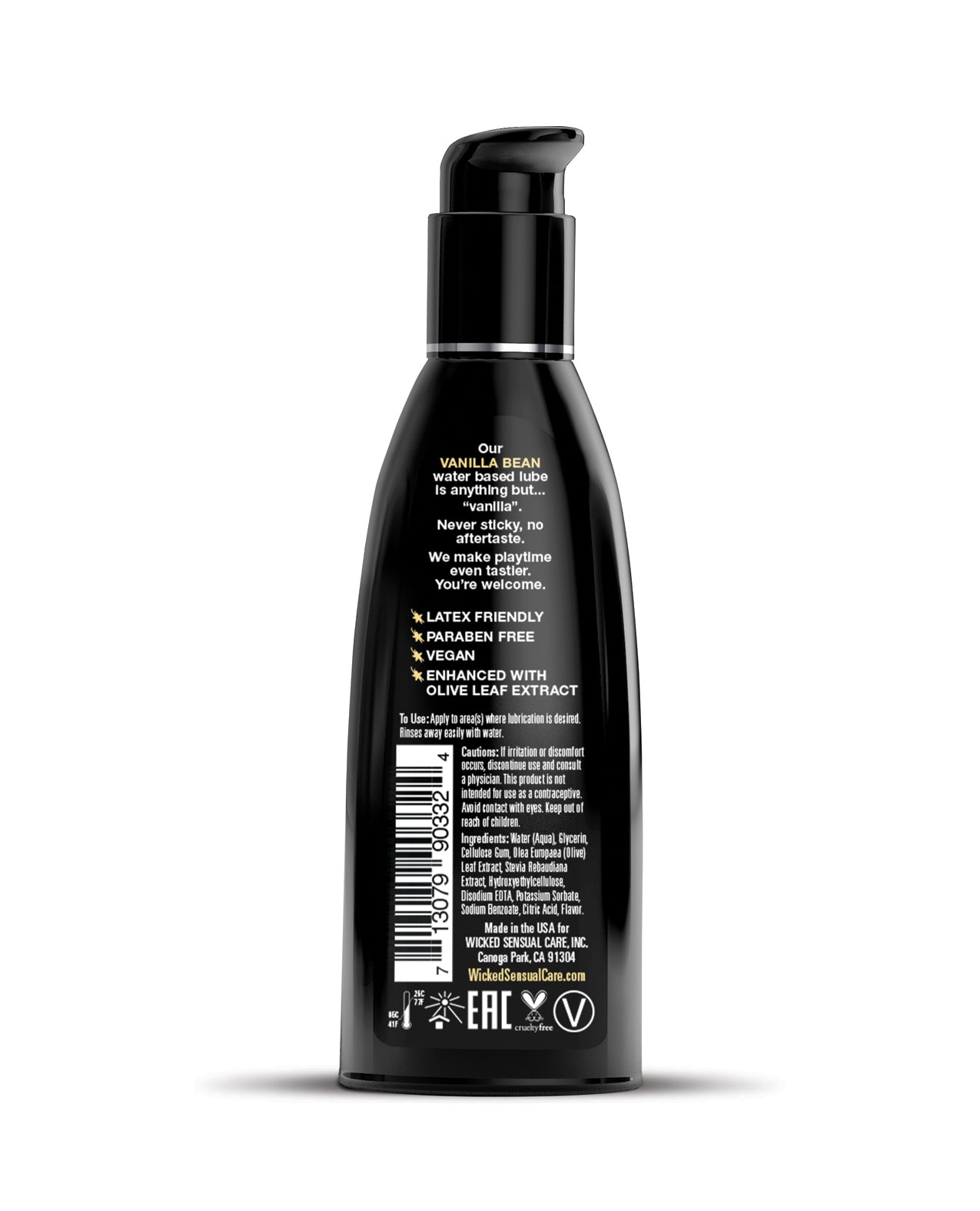 Wicked Sensual Care Aqua Waterbased Lubricant - 2 oz Vanilla Bean