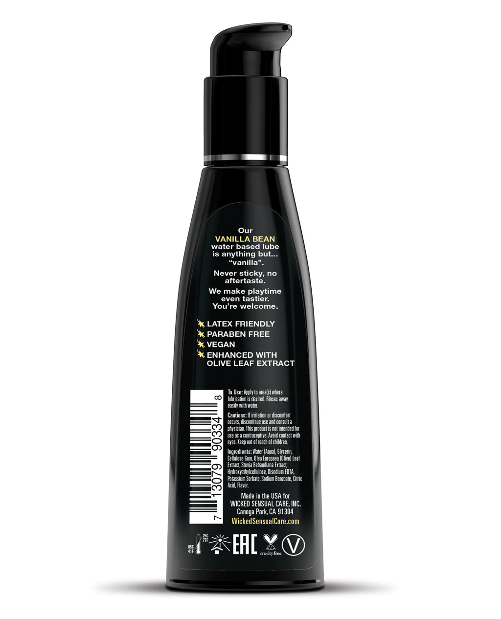 Wicked Sensual Care Aqua Waterbased Lubricant - 4 oz Vanilla Bean