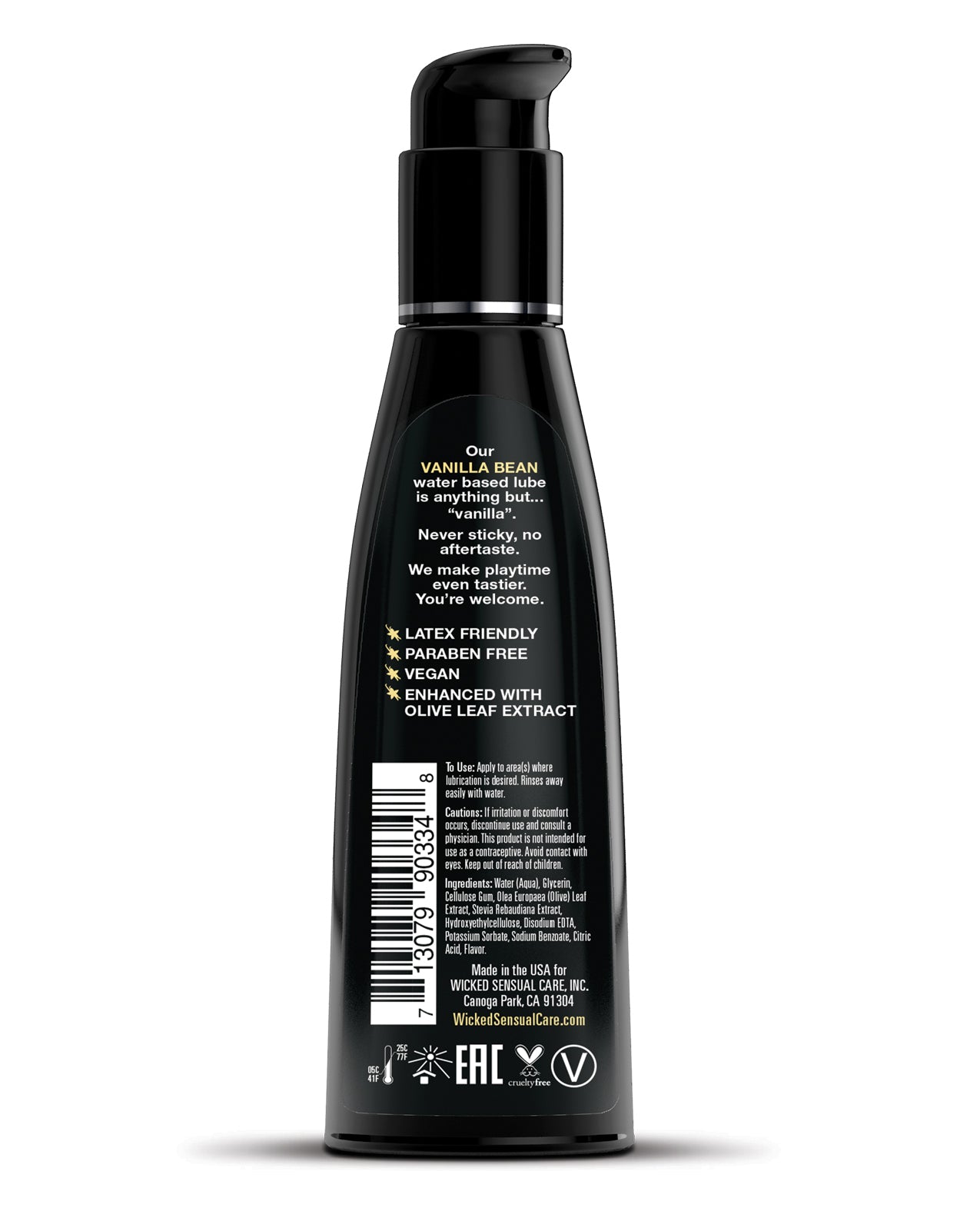 Wicked Sensual Care Aqua Waterbased Lubricant - 4 oz Vanilla Bean