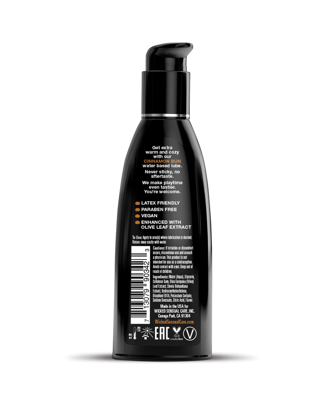 Wicked Sensual Care Aqua Waterbased Lubricant - 2 oz Cinnamon Bun