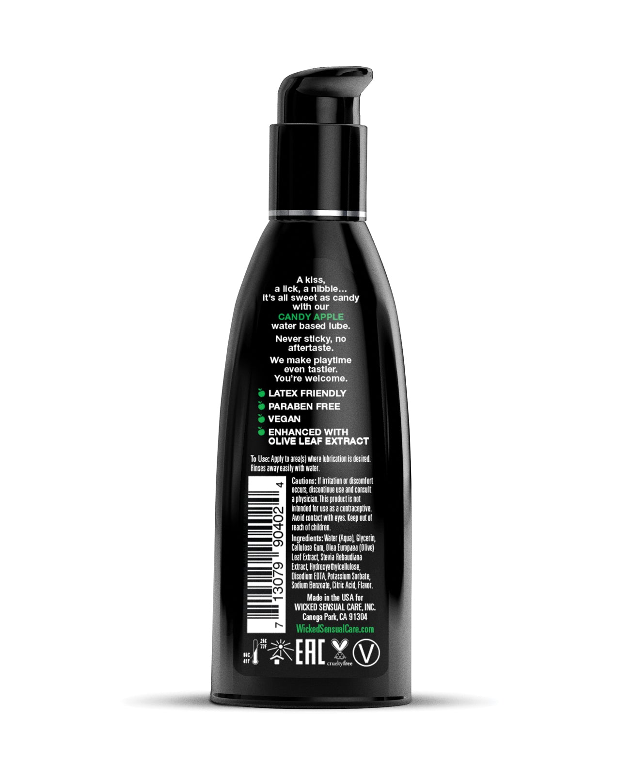Wicked Sensual Care Aqua Waterbased Lubricant - 2 oz Candy Apple