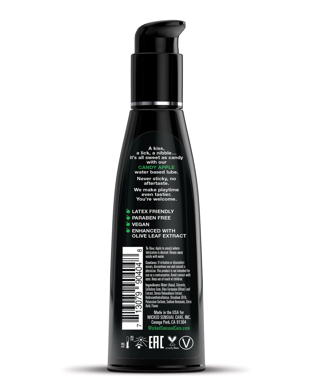 Wicked Sensual Care Aqua Waterbased Lubricant - 4 oz Candy Apple