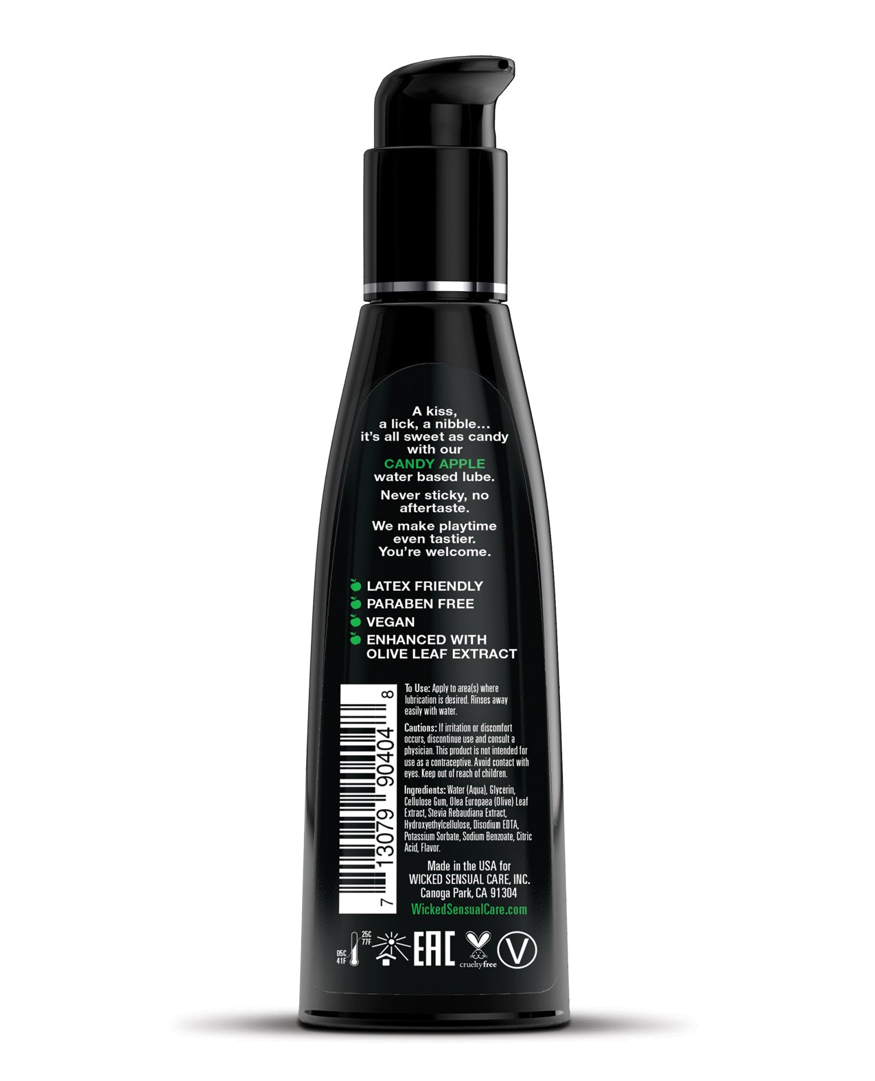 Wicked Sensual Care Aqua Waterbased Lubricant - 4 oz Candy Apple