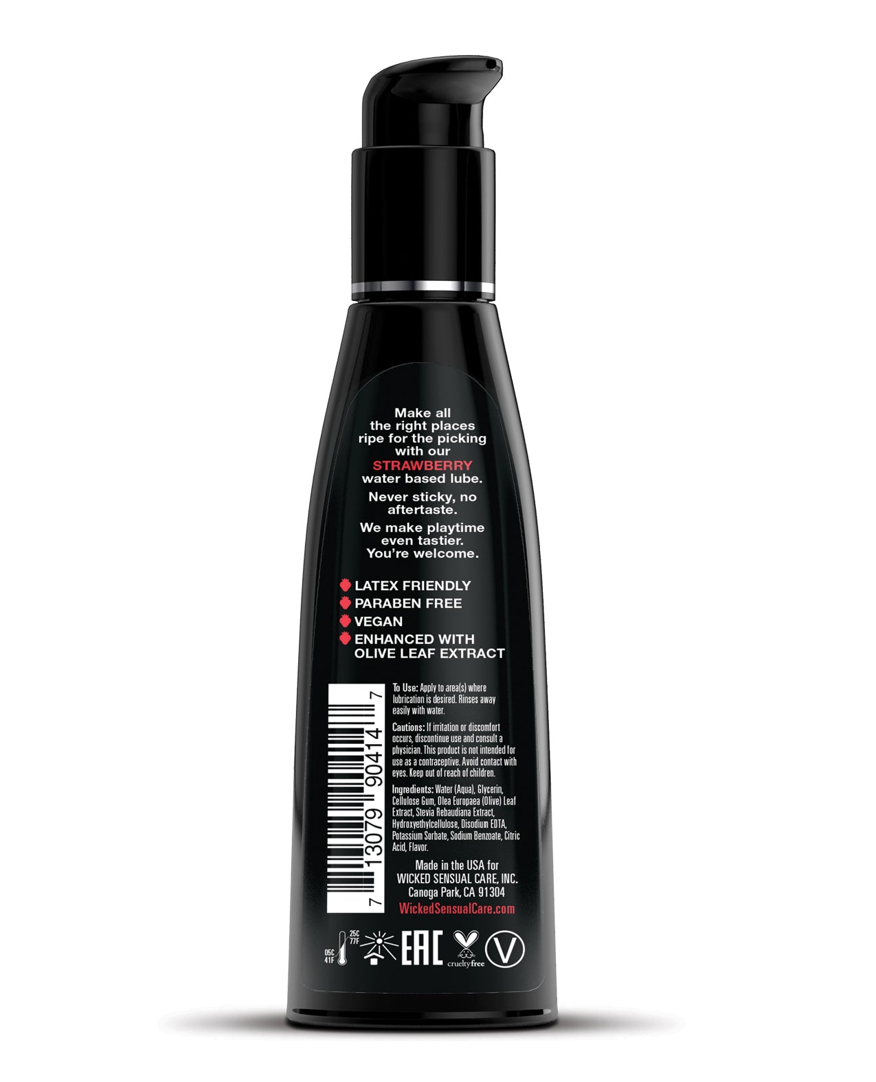 Wicked Sensual Care Aqua Water Based Lubricant - 4 oz Strawberry