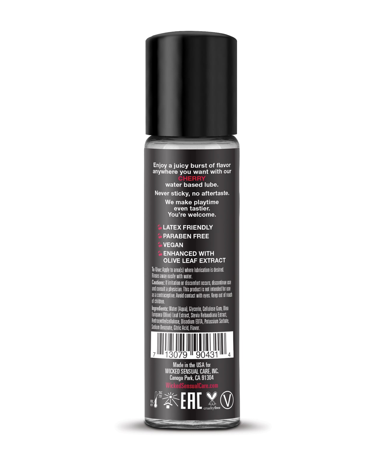 Wicked Sensual Care Aqua Water Based Lubricant - 1 oz Cherry