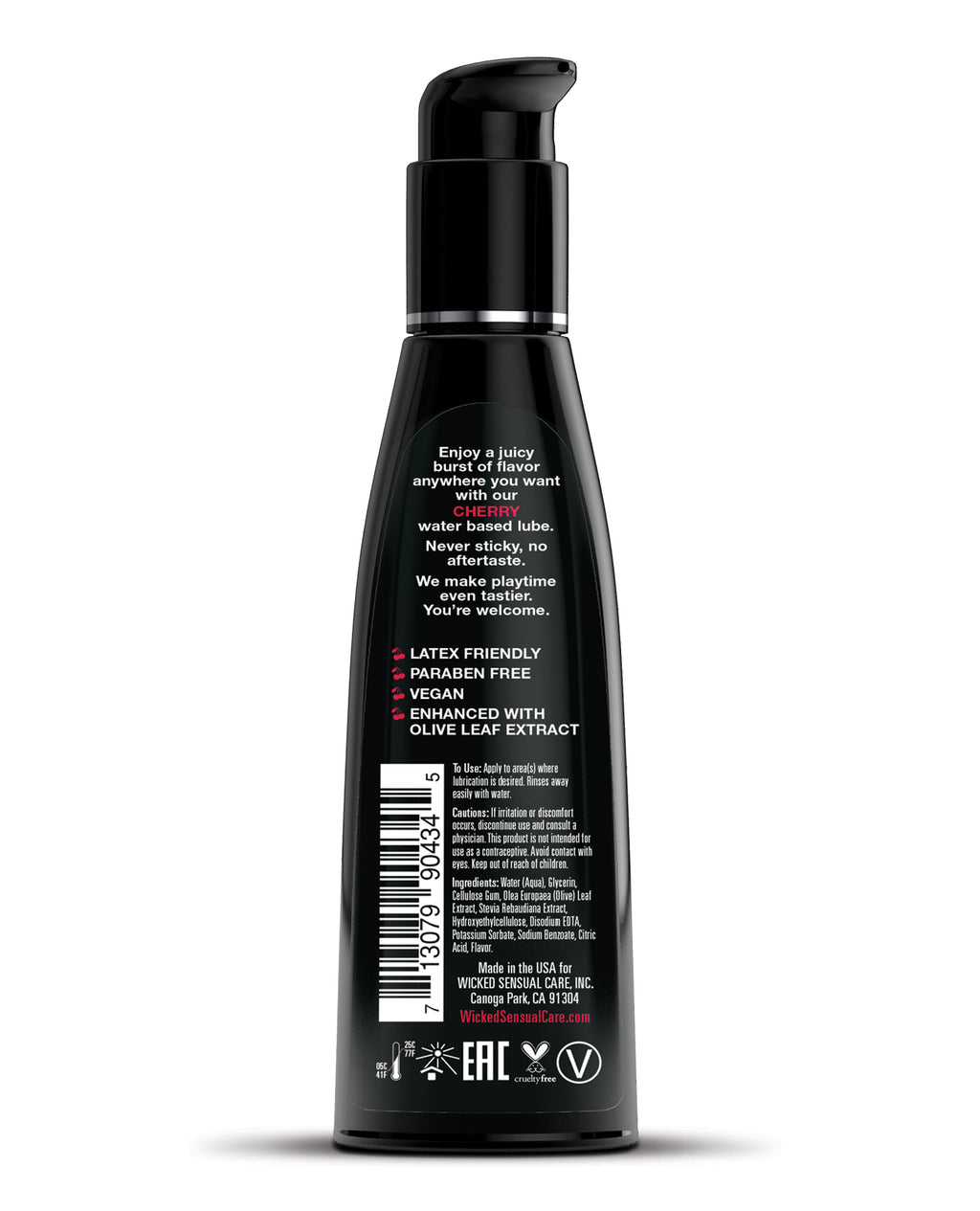 Wicked Sensual Care Aqua Water Based Lubricant - 4 oz Cherry