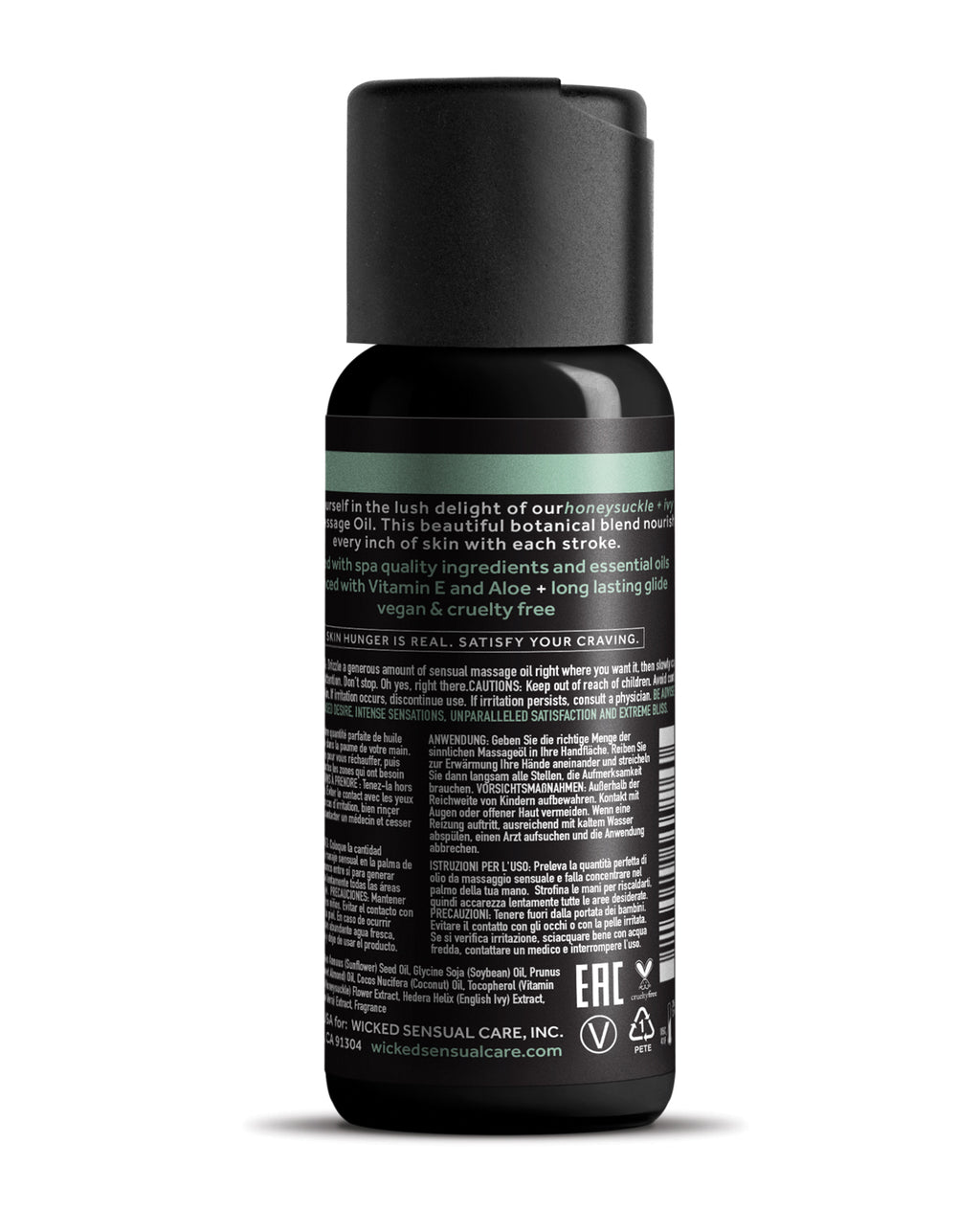 Wicked Sensual Care Honeysuckle and Ivy Massage Oil - 4 oz Bottle