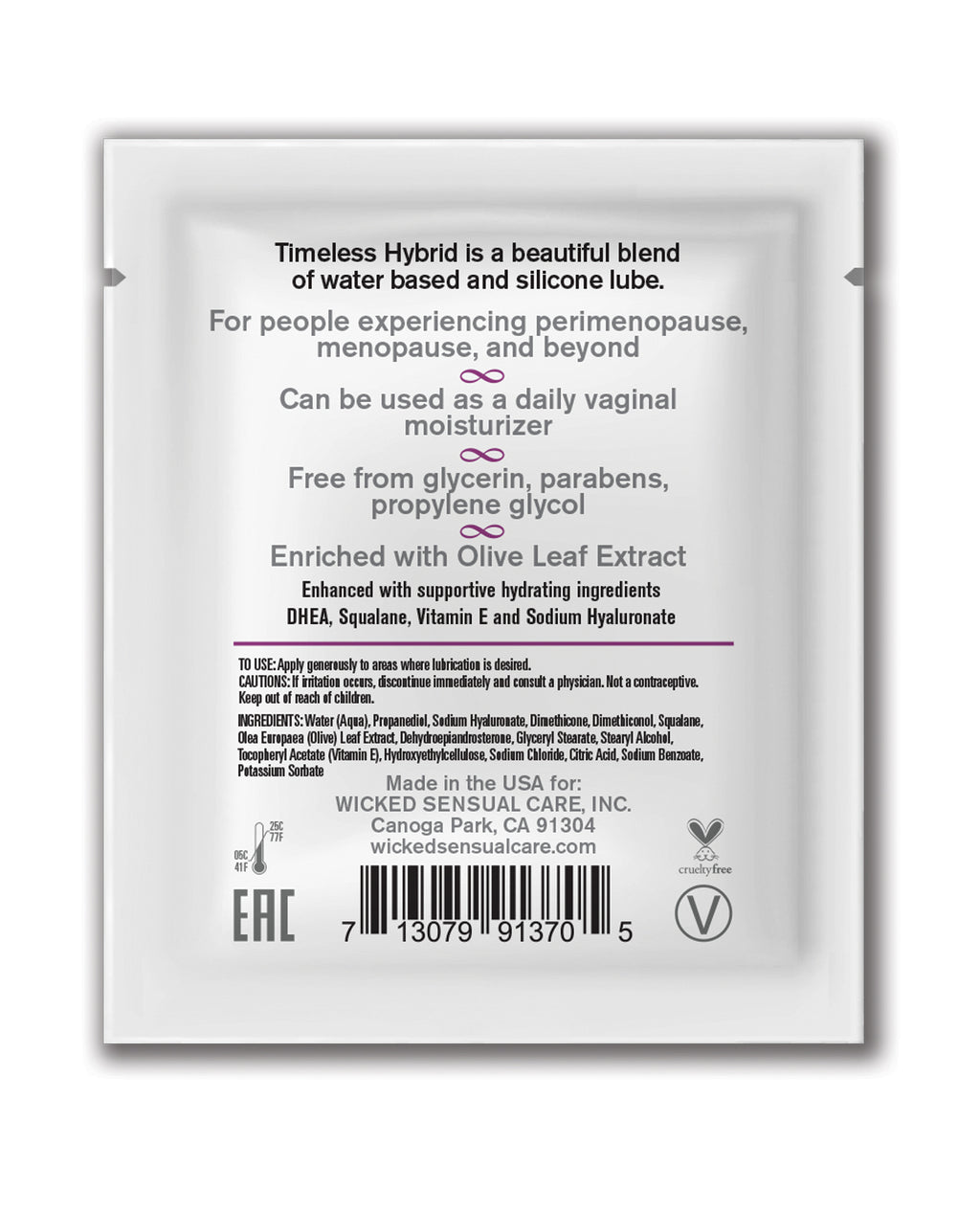 Wicked Sensual Care Simply Timeless Hybrid Water & Silicone Lubricant - .2 oz