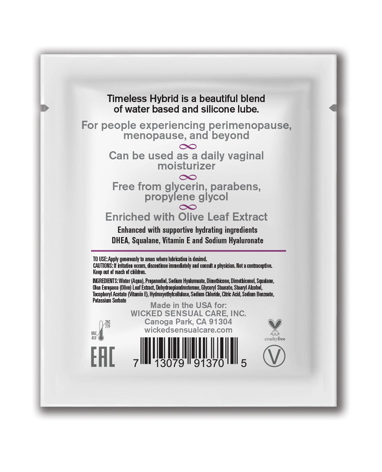 Wicked Sensual Care Simply Timeless Hybrid Water & Silicone Lubricant - .2 oz