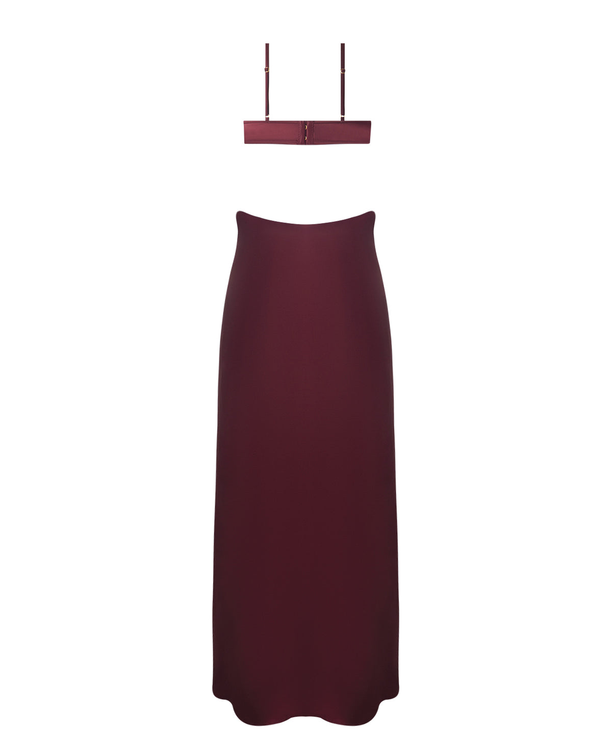 Brigeta Satin Cut Out Long Dress - Burgundy 1X/2X
