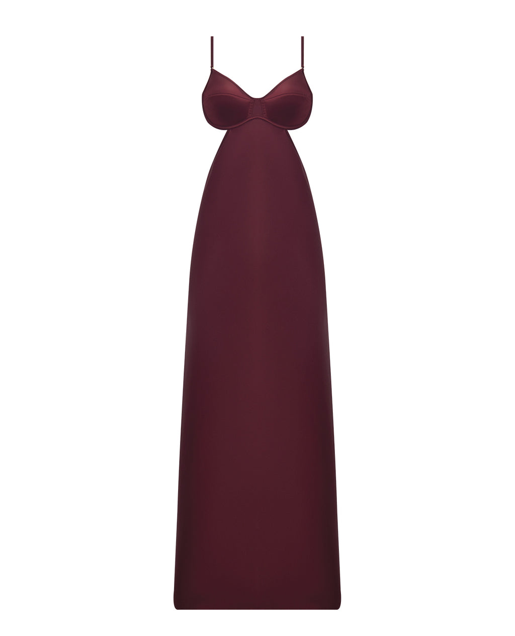 Brigeta Satin Cut Out Long Dress - Burgundy SM