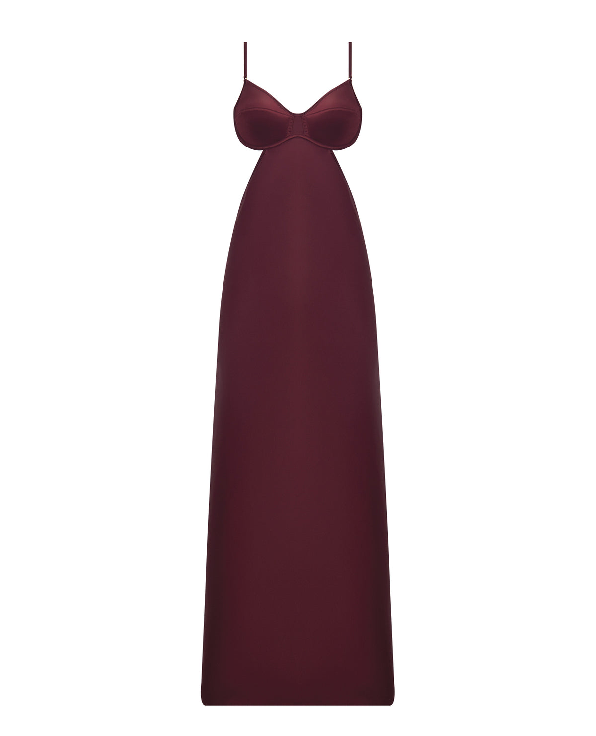 Brigeta Satin Cut Out Long Dress - Burgundy SM