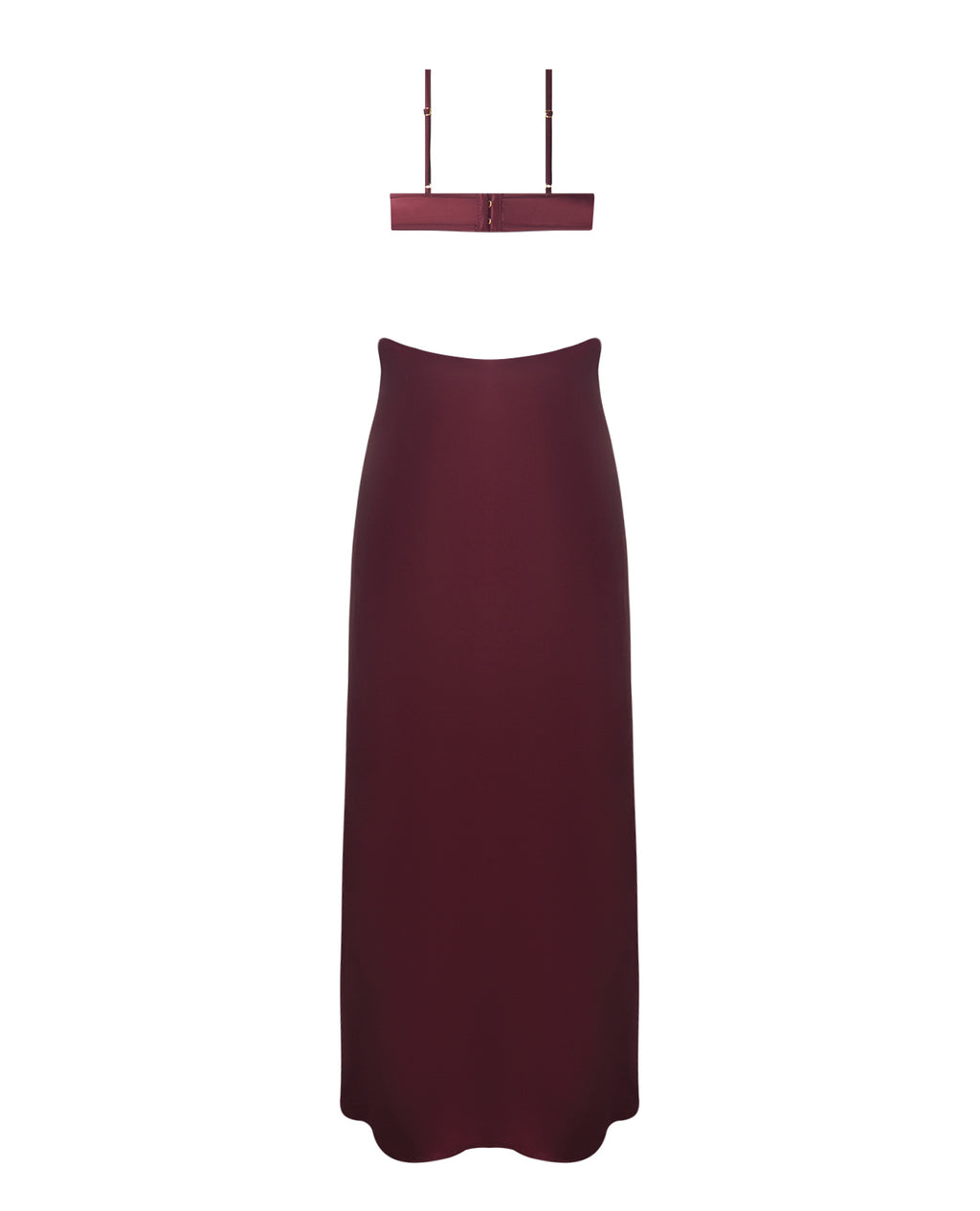 Brigeta Satin Cut Out Long Dress - Burgundy SM