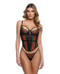 Cherry Delight Embroidered Underwire Corset w/G-String - Black SM