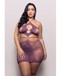 Vixen Focus On Me Halter Dress w/Key Ring Details - Purple QN