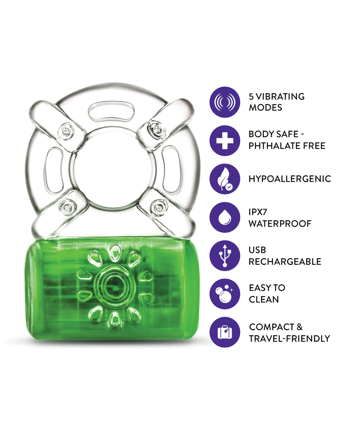 Blush Play With Me - Pleaser Rechargeable C-Ring - Neon Green
